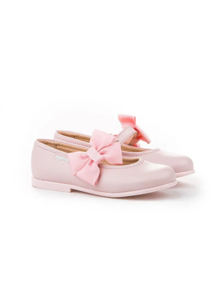 Merceditas Niña Piel Rosa Velcro Angelitos