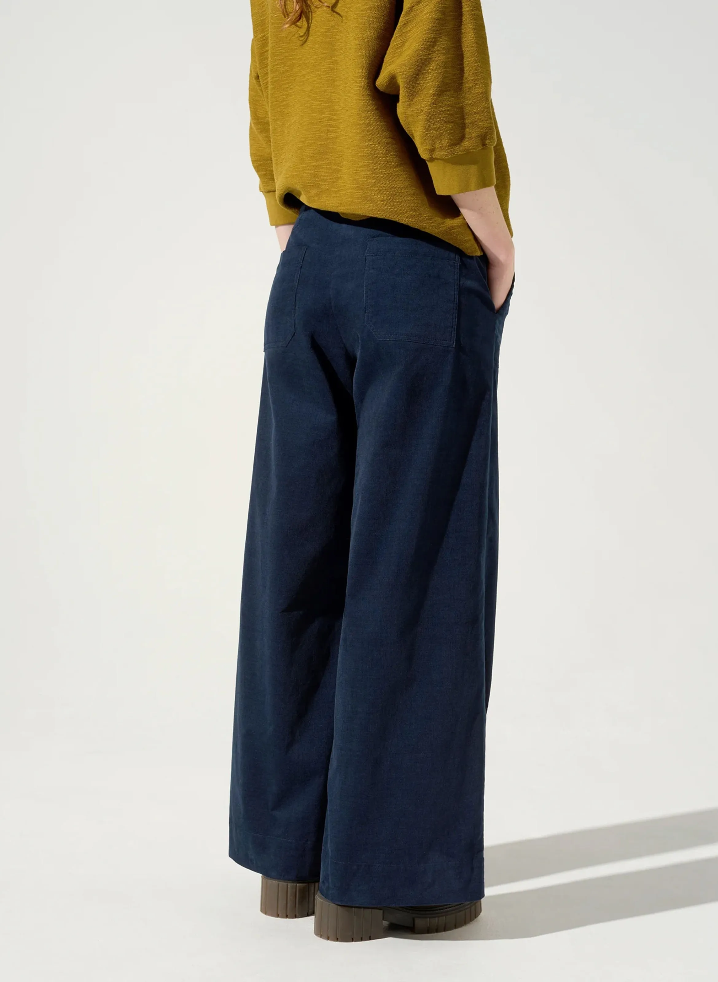 MILA  PANTALóN ANCHO DE MEZCLA ALGODóN Y TALLE ALTO EN AZUL