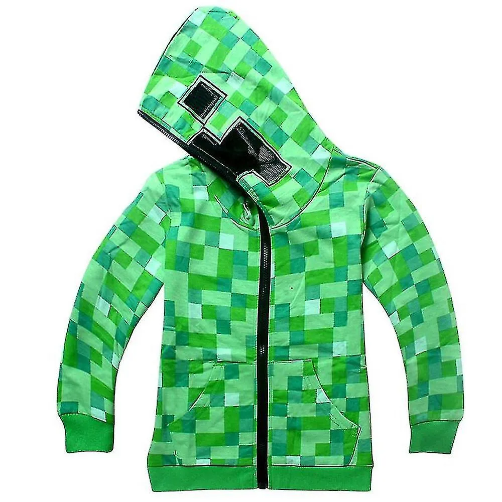 Minecraft Creeper Disfraz Niños Zip Up Hoodie Coat Boys Girls Sudadera con capucha Chaqueta Tops