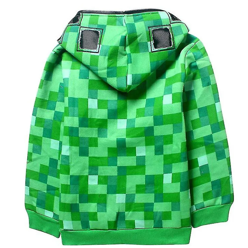 Minecraft Creeper Disfraz Niños Zip Up Hoodie Coat Boys Girls Sudadera con capucha Chaqueta Tops