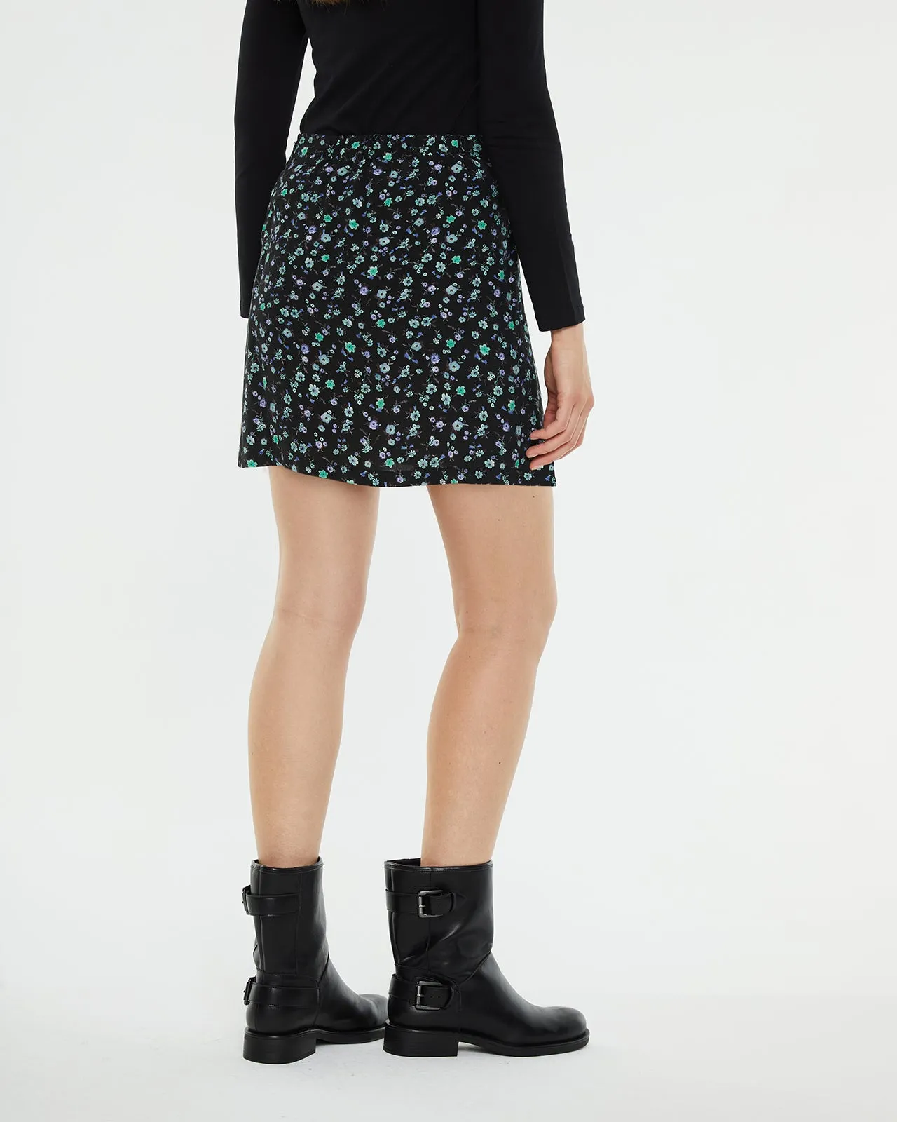 Minifalda estampado floral con abertura delantera