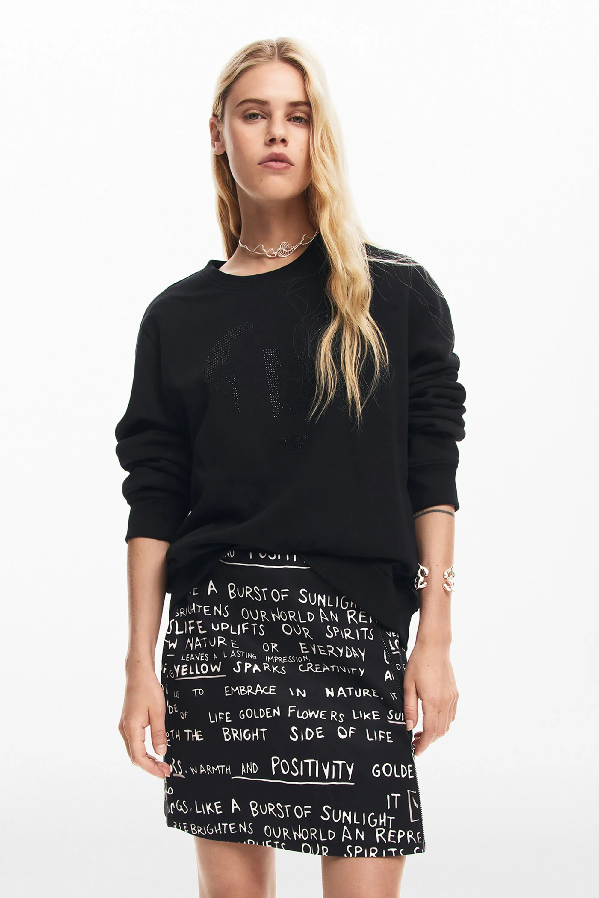 Minifalda estampado frases