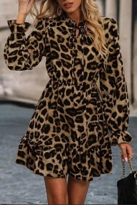 Minivestido con estampado de leopardo, leopardo