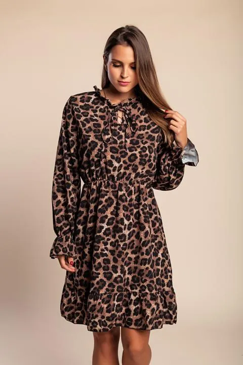 Minivestido con estampado de leopardo, leopardo