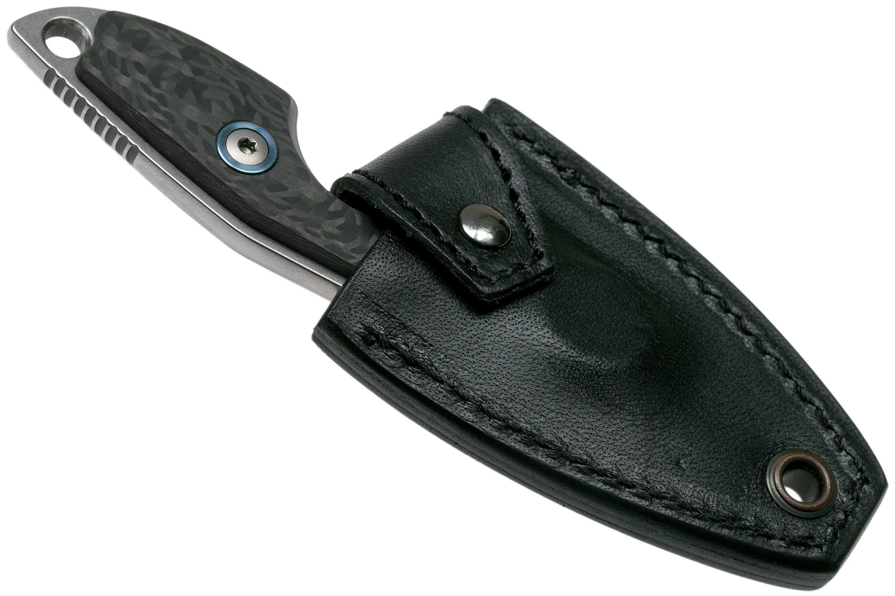 MKM Mikro 2 Wharncliffe, Stonewashed Carbon Fibre cuchillo de cuello, Jesper Voxnaes design