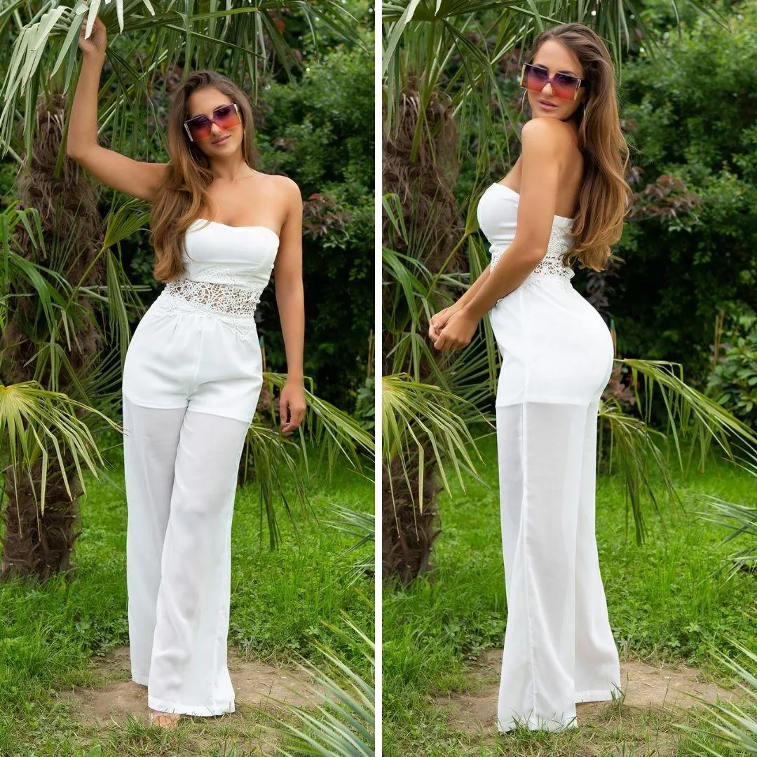 Mono corto blanco con transparencias