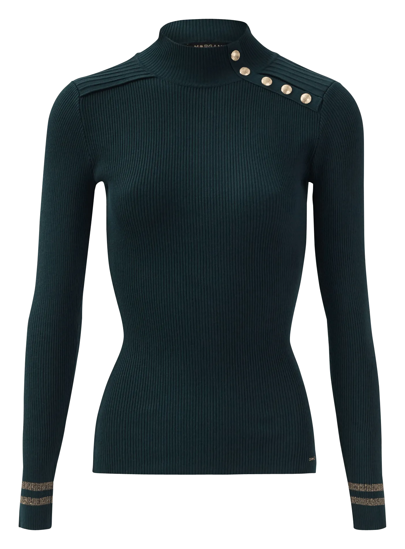 MORGAN MAVAO.N  JERSEY CON CUELLO ALTO Y BOTONES EN VERDE