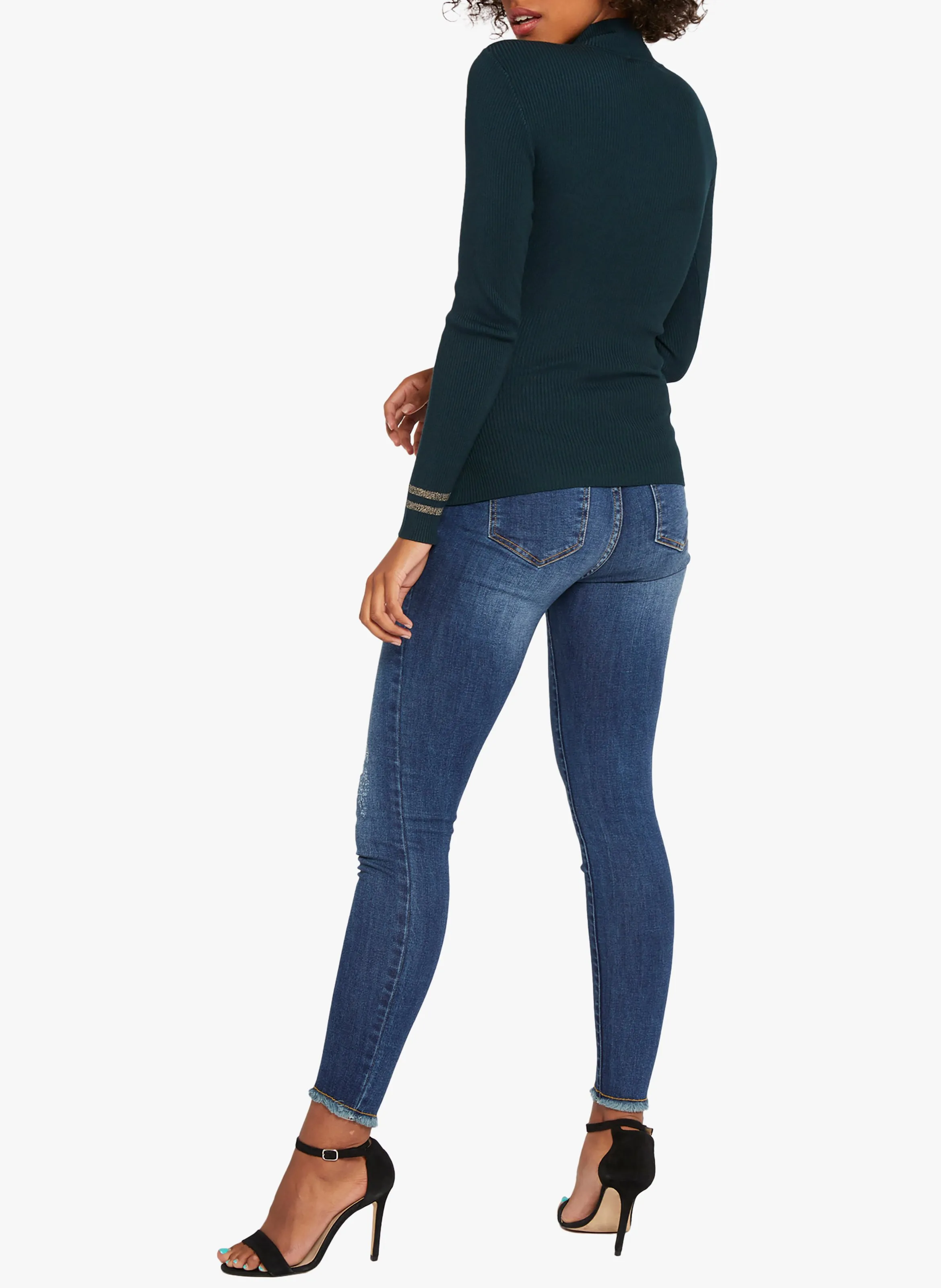 MORGAN MAVAO.N  JERSEY CON CUELLO ALTO Y BOTONES EN VERDE