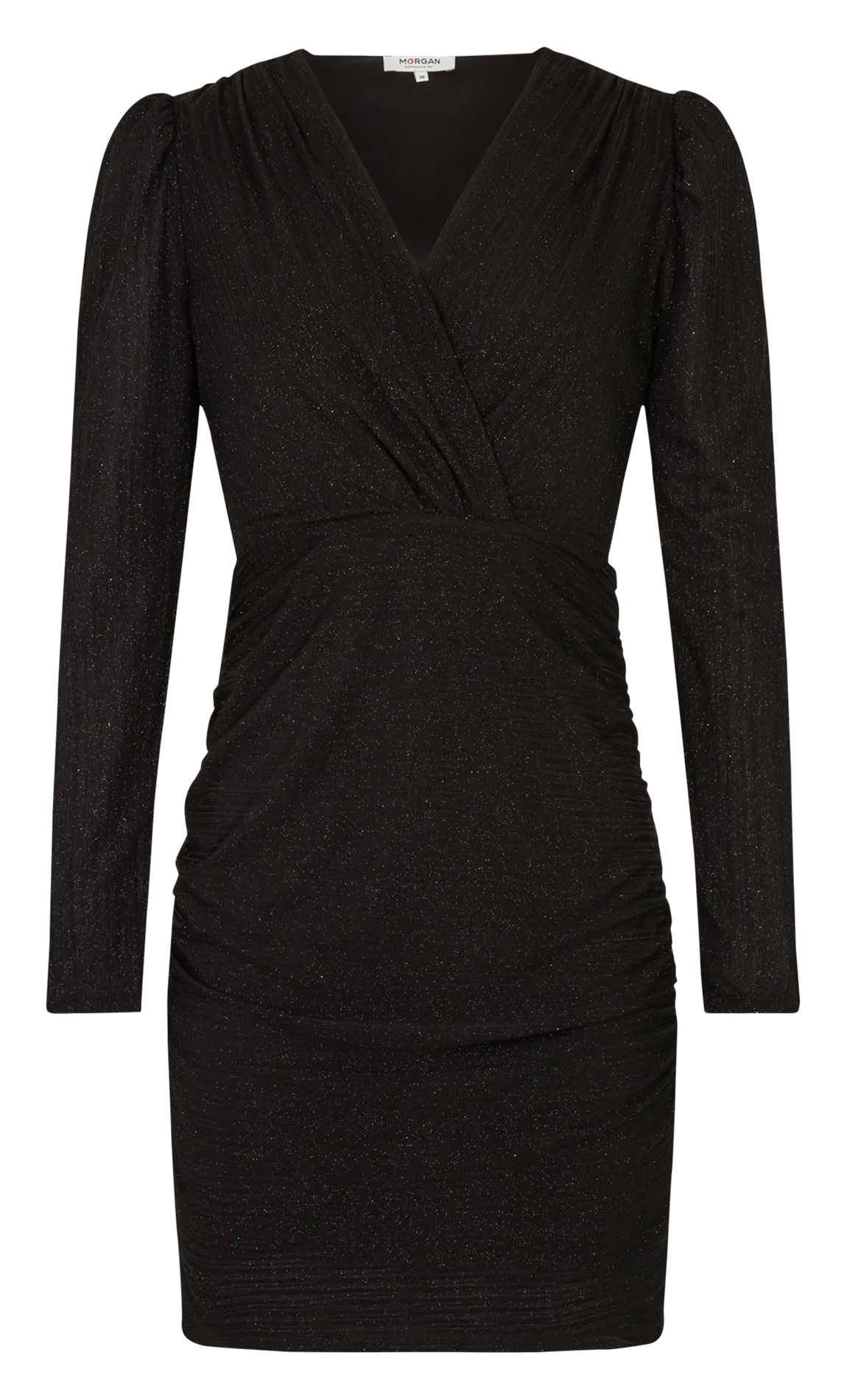 MORGAN RGLIT  VESTIDO CORTO ENTALLADO CRUZADO EN NEGRO