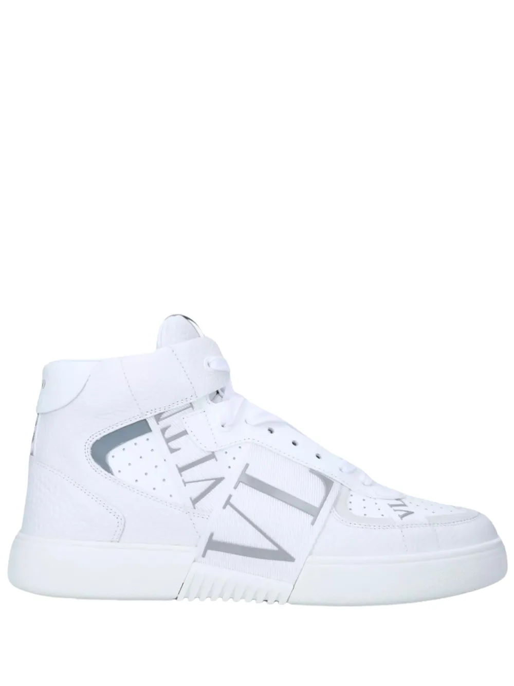 N373O VALENTINO GARAVANIVL7N LOGOEMBELLISHED GRAINEDLEATHER AND MESH HIGHTOP TRAINERS