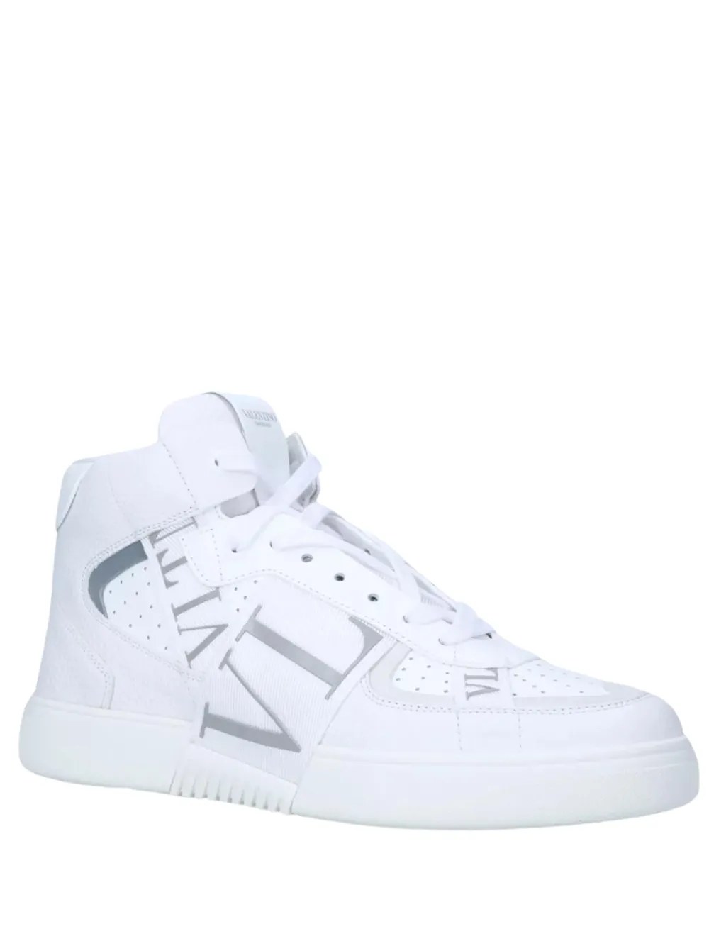 N373O VALENTINO GARAVANIVL7N LOGOEMBELLISHED GRAINEDLEATHER AND MESH HIGHTOP TRAINERS