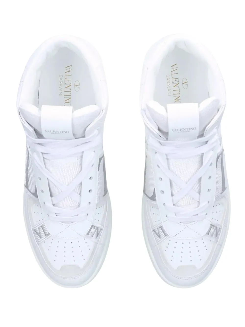 N373O VALENTINO GARAVANIVL7N LOGOEMBELLISHED GRAINEDLEATHER AND MESH HIGHTOP TRAINERS