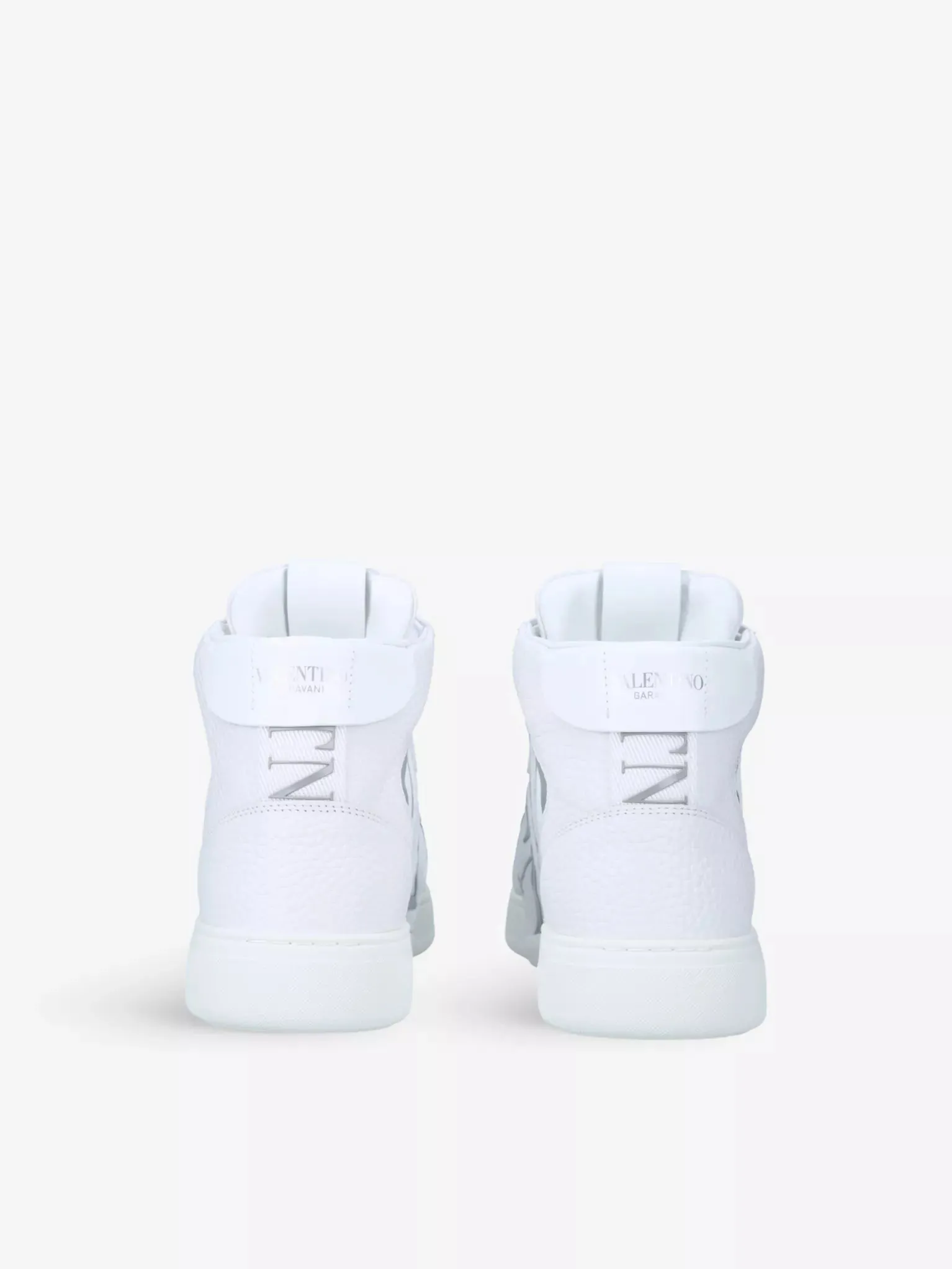 N373O VALENTINO GARAVANIVL7N LOGOEMBELLISHED GRAINEDLEATHER AND MESH HIGHTOP TRAINERS