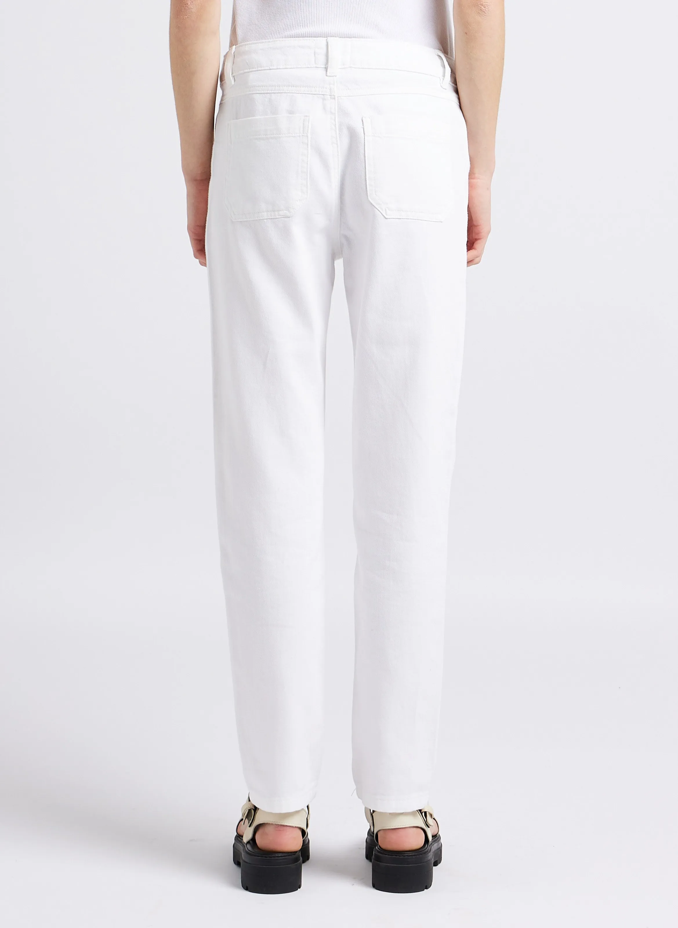 NALLA  PANTALóN SLIM DE ALGODóN DE TALLE ALTO EN BLANCO