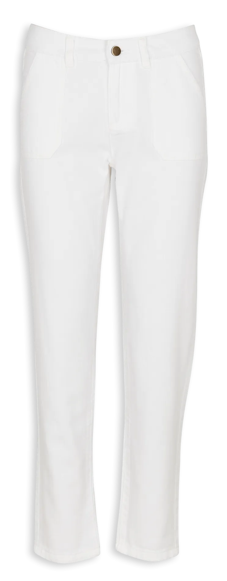 NALLA  PANTALóN SLIM DE ALGODóN DE TALLE ALTO EN BLANCO