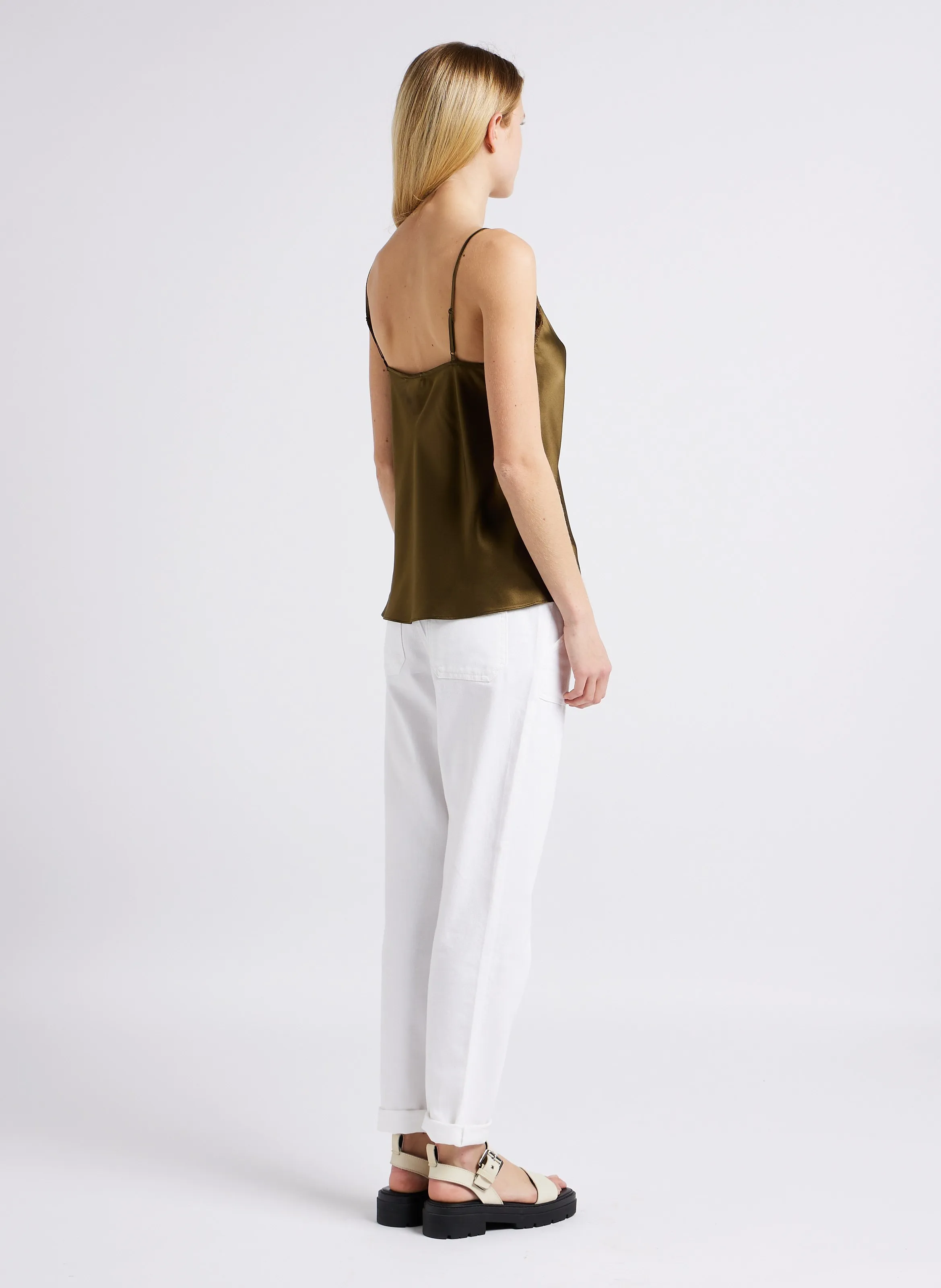 NALLA  PANTALóN SLIM DE ALGODóN DE TALLE ALTO EN BLANCO
