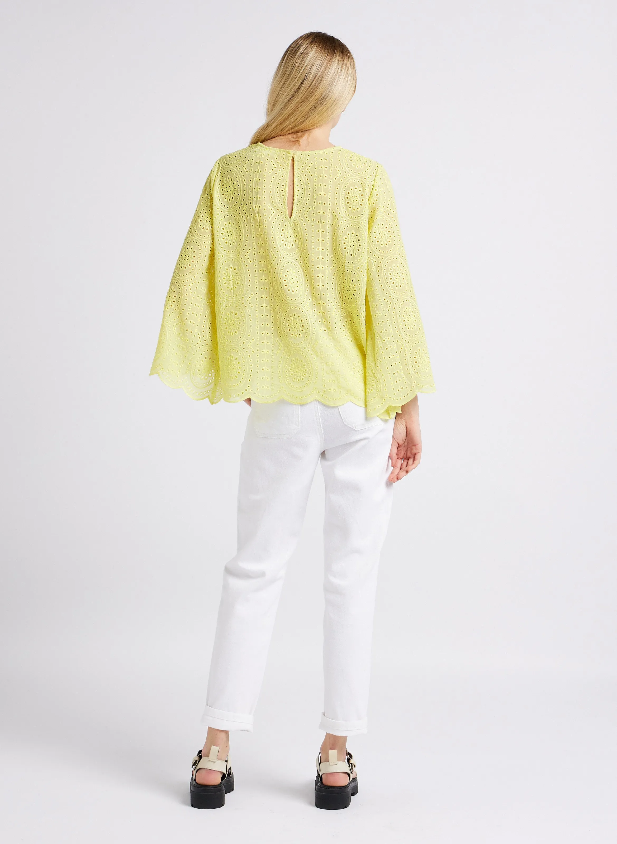 NALLA  PANTALóN SLIM DE ALGODóN DE TALLE ALTO EN BLANCO