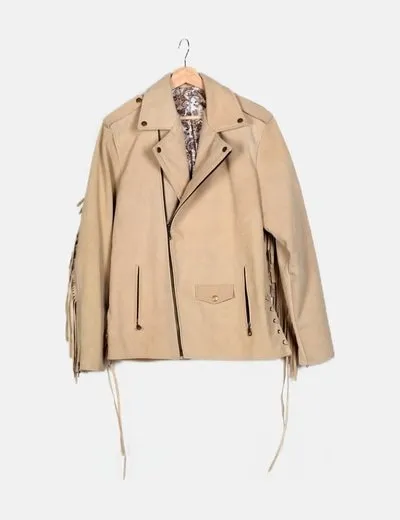 NoName Biker piel beige flecos