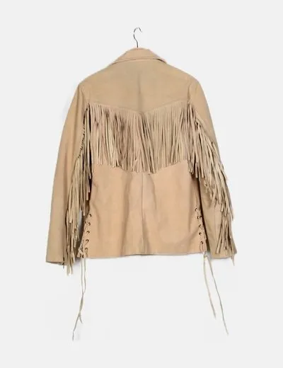 NoName Biker piel beige flecos