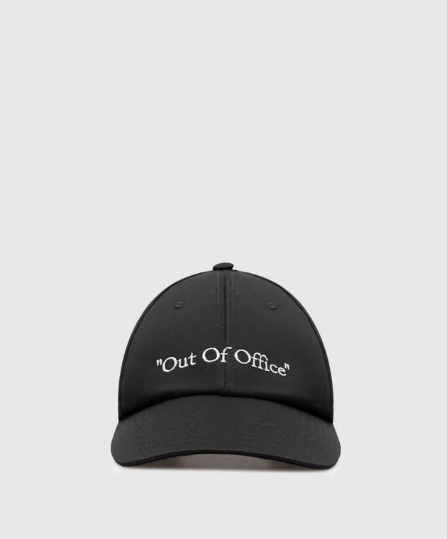 OFFWHITE BLACK CAP WITH OUT OF OFFICE EMBROIDERY