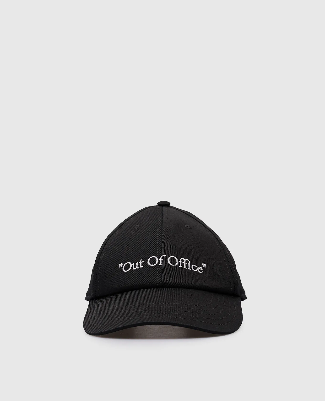 OFFWHITE OUT OF OFFICE BLACK CAP WITH CONTRASTING EMBROIDERY