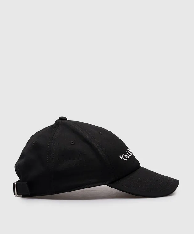 OFFWHITE OUT OF OFFICE BLACK CAP WITH CONTRASTING EMBROIDERY
