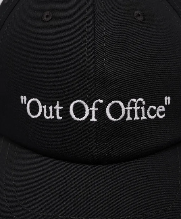 OFFWHITE OUT OF OFFICE BLACK CAP WITH CONTRASTING EMBROIDERY