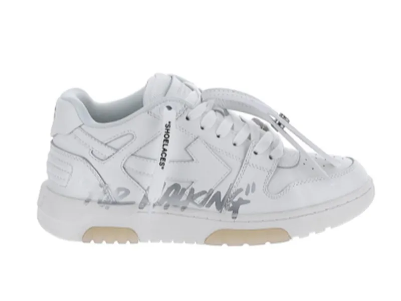 OFFWHITE OUT OF OFFICE OOO "FOR WALKING" LOW TOPS DISTRESSED WHITE WHITE W