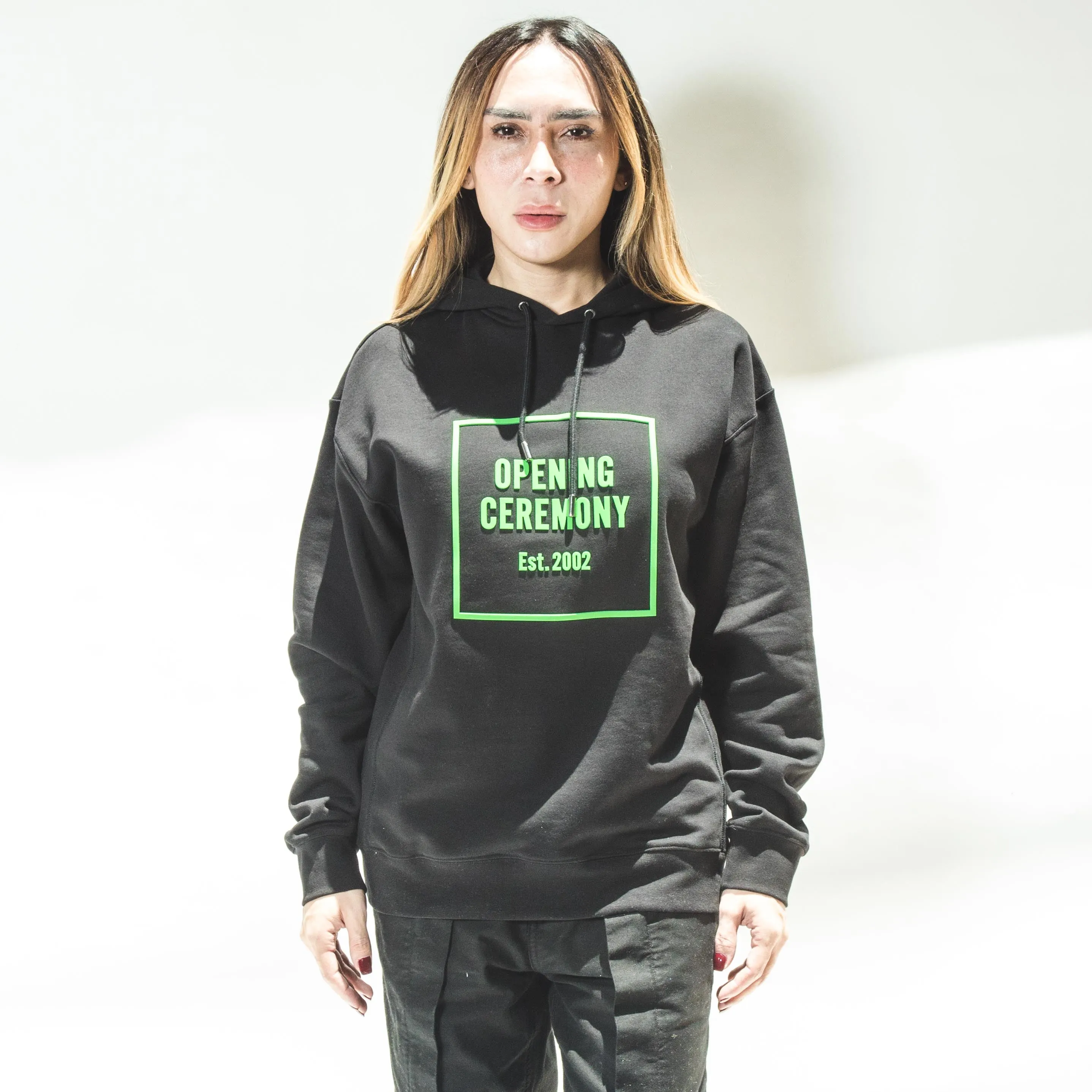 OPENING CEREMONY 3D BOX LOGO HOODIE BLACK GREEN