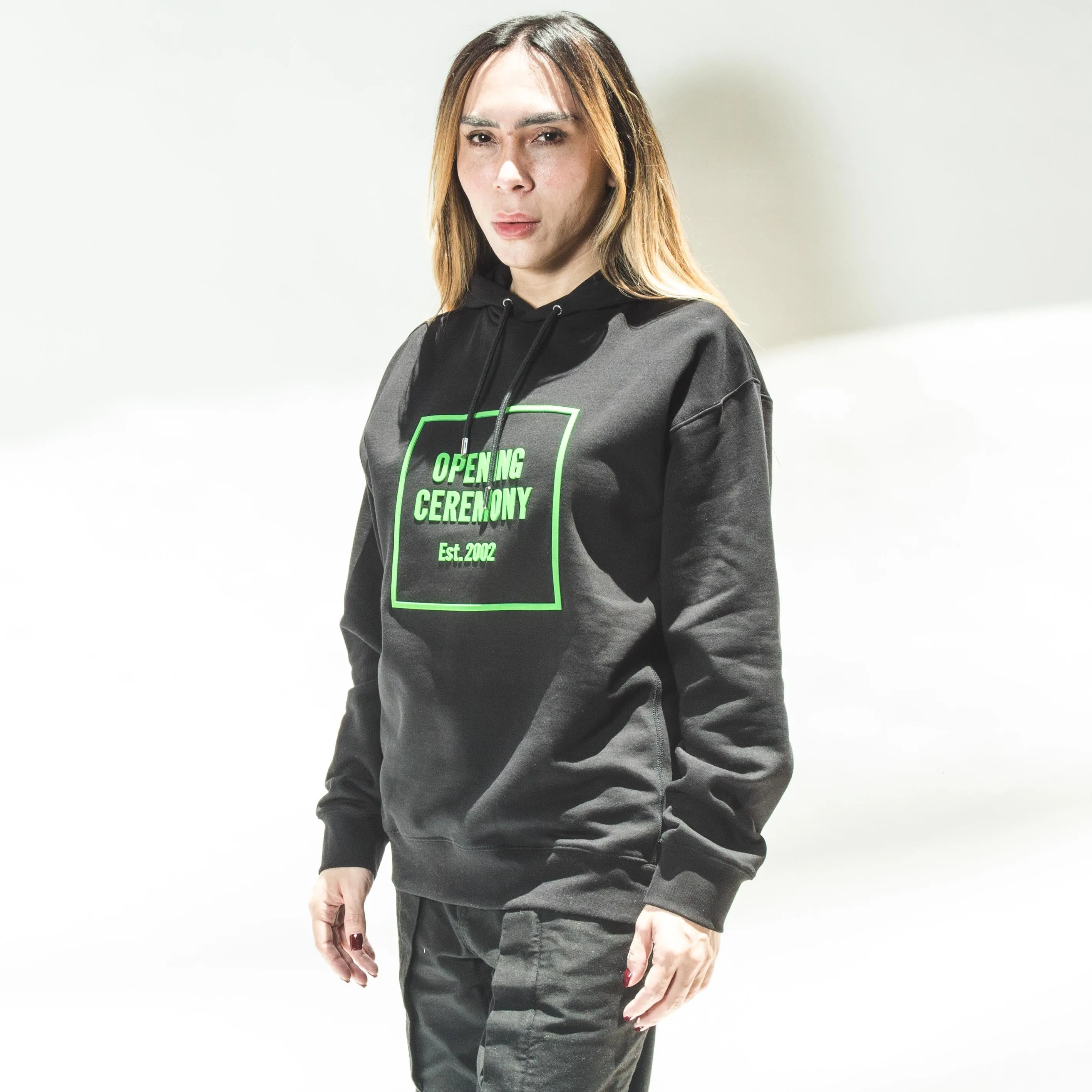 OPENING CEREMONY 3D BOX LOGO HOODIE BLACK GREEN