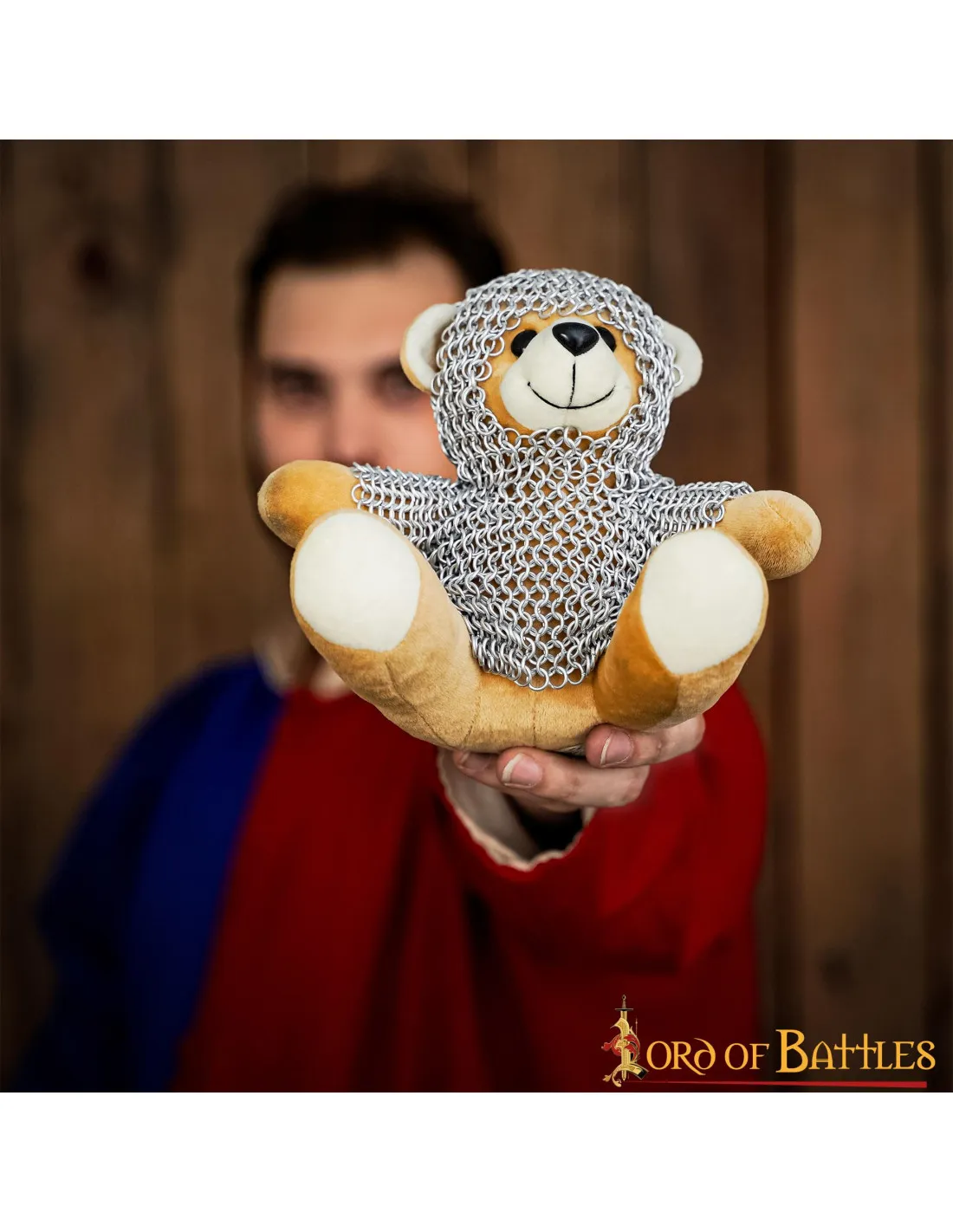 Oso de peluche medieval con cota de malla