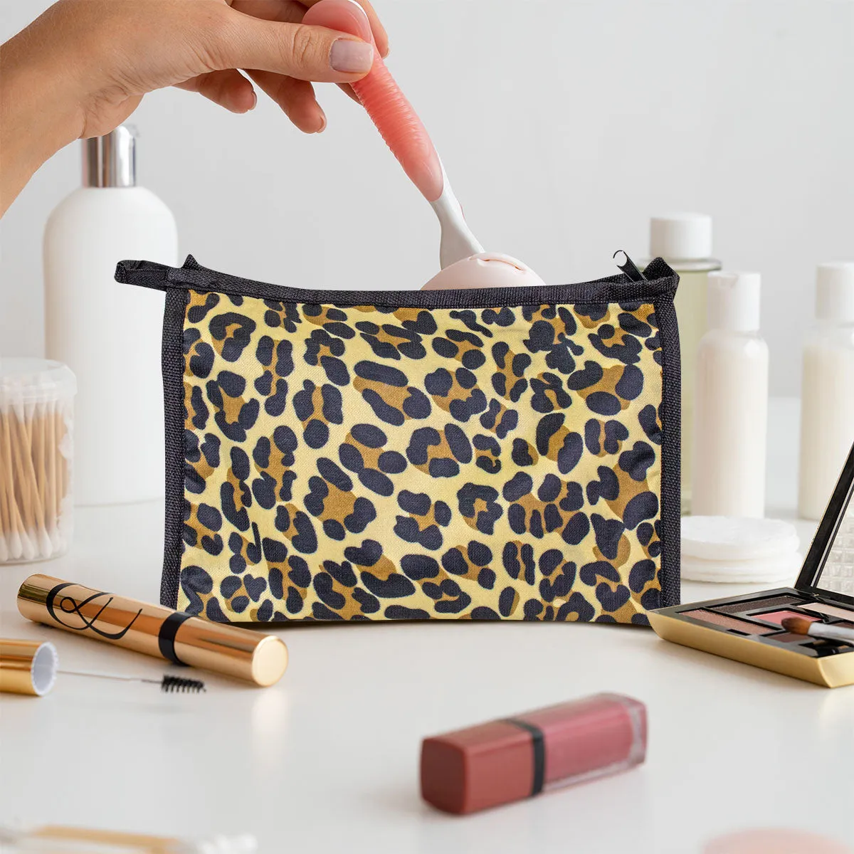 OWLY Cosmetiquera con Diseo de Estampado de Leopardo