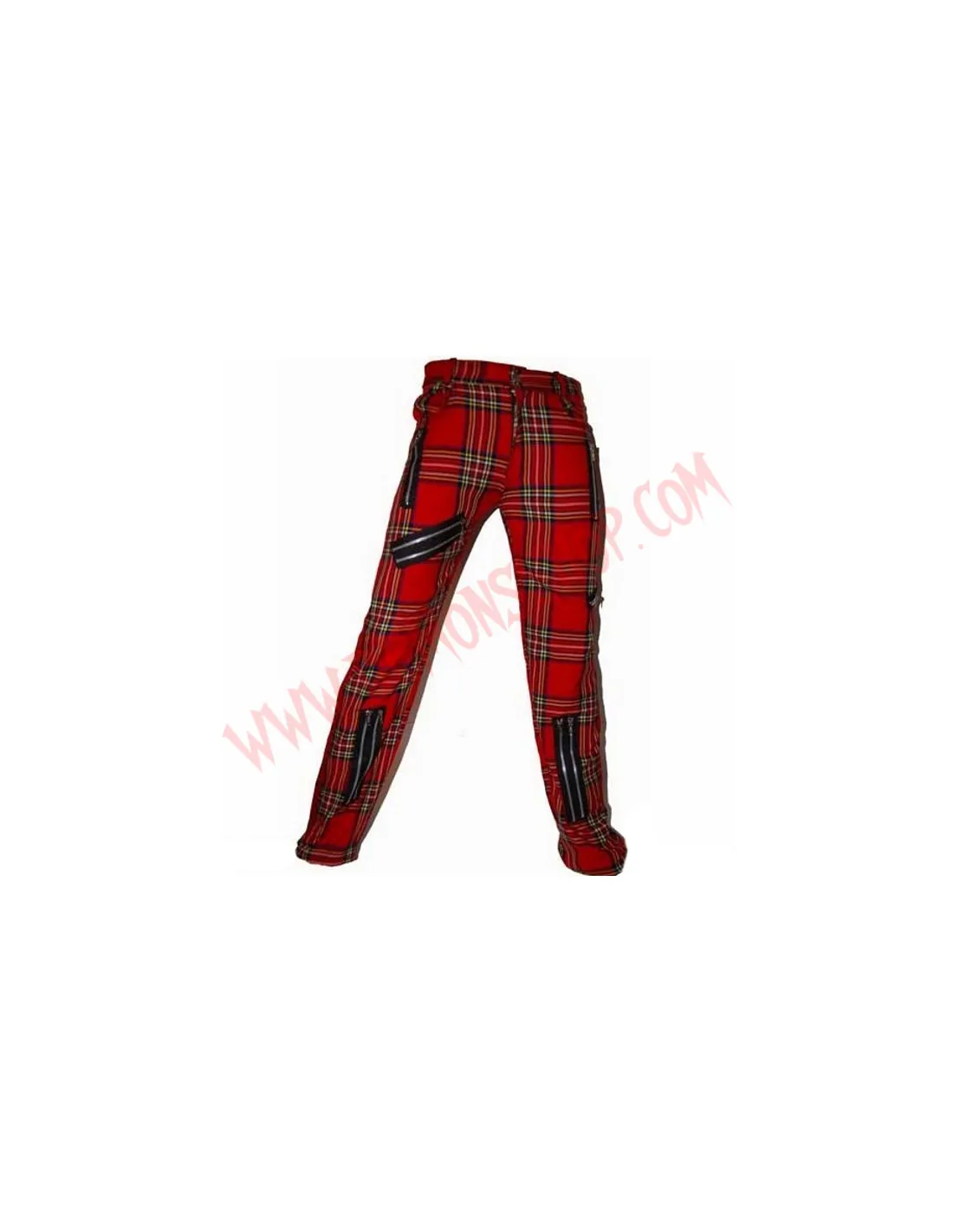 Pantalon Punk Zip Tartan Rojo