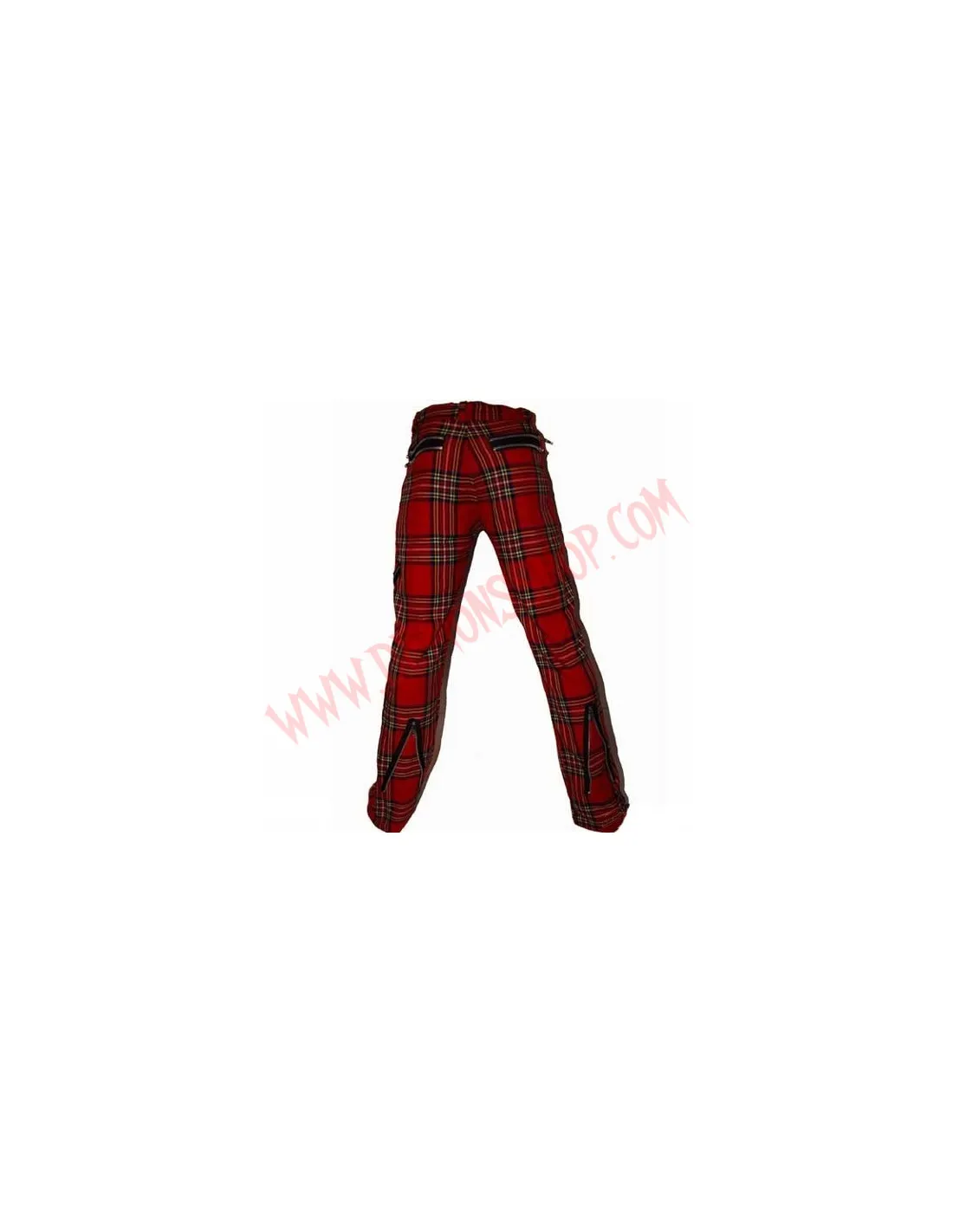 Pantalon Punk Zip Tartan Rojo