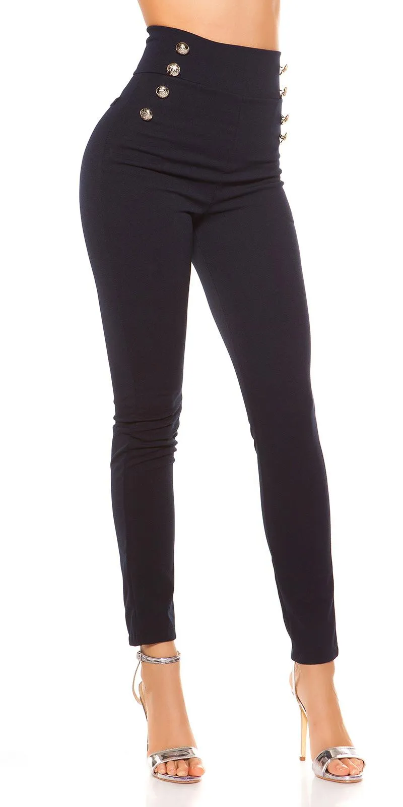 Pantalones ajustado azul cintura alta 