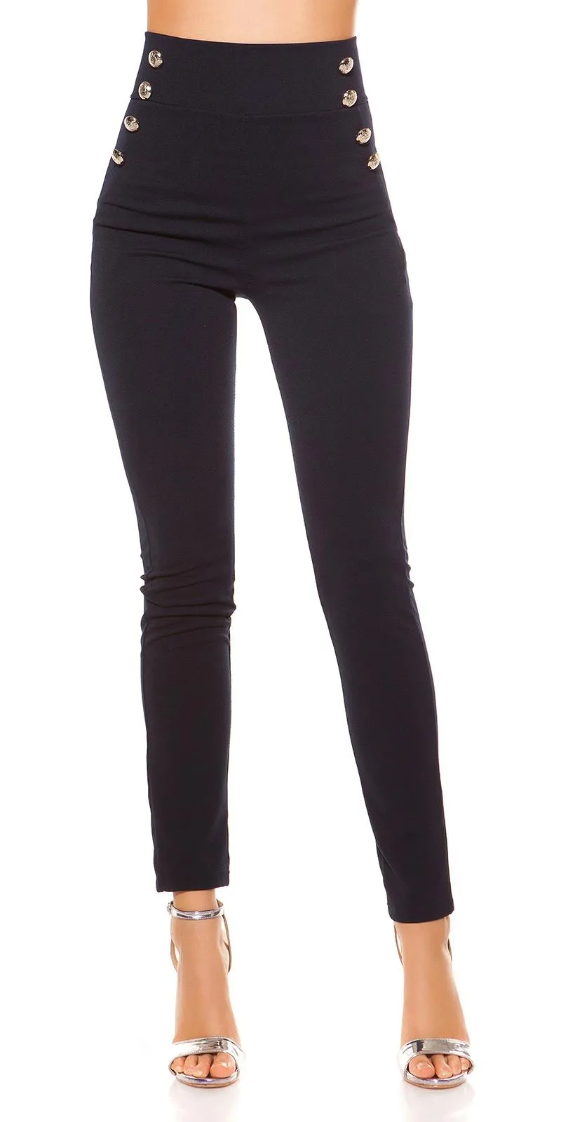 Pantalones ajustado azul cintura alta 