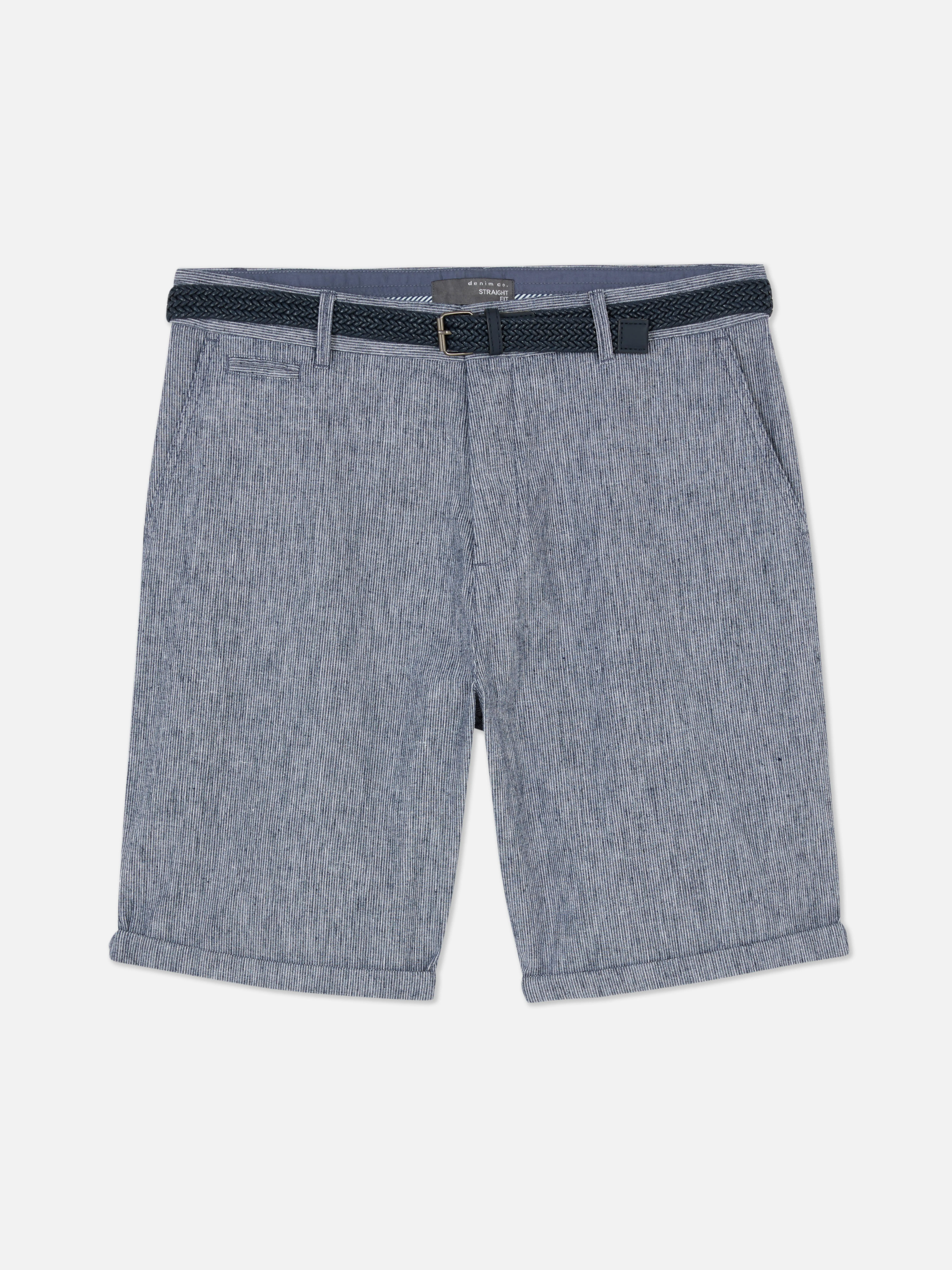 Pantalones cortos chinos con cinturón con lino