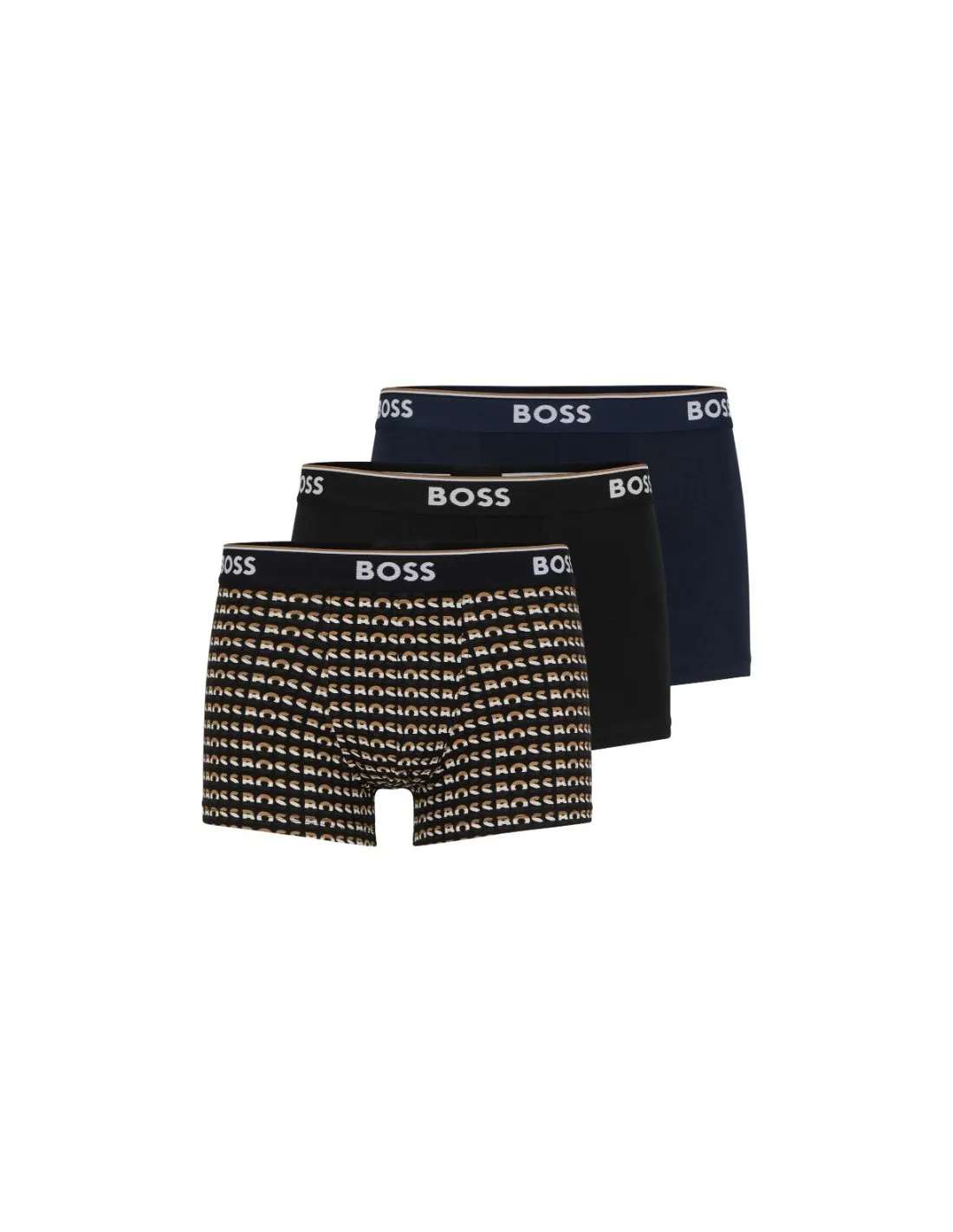Paquete de 3 calzoncillos de algodón elástico con logo en la cintura de Boss