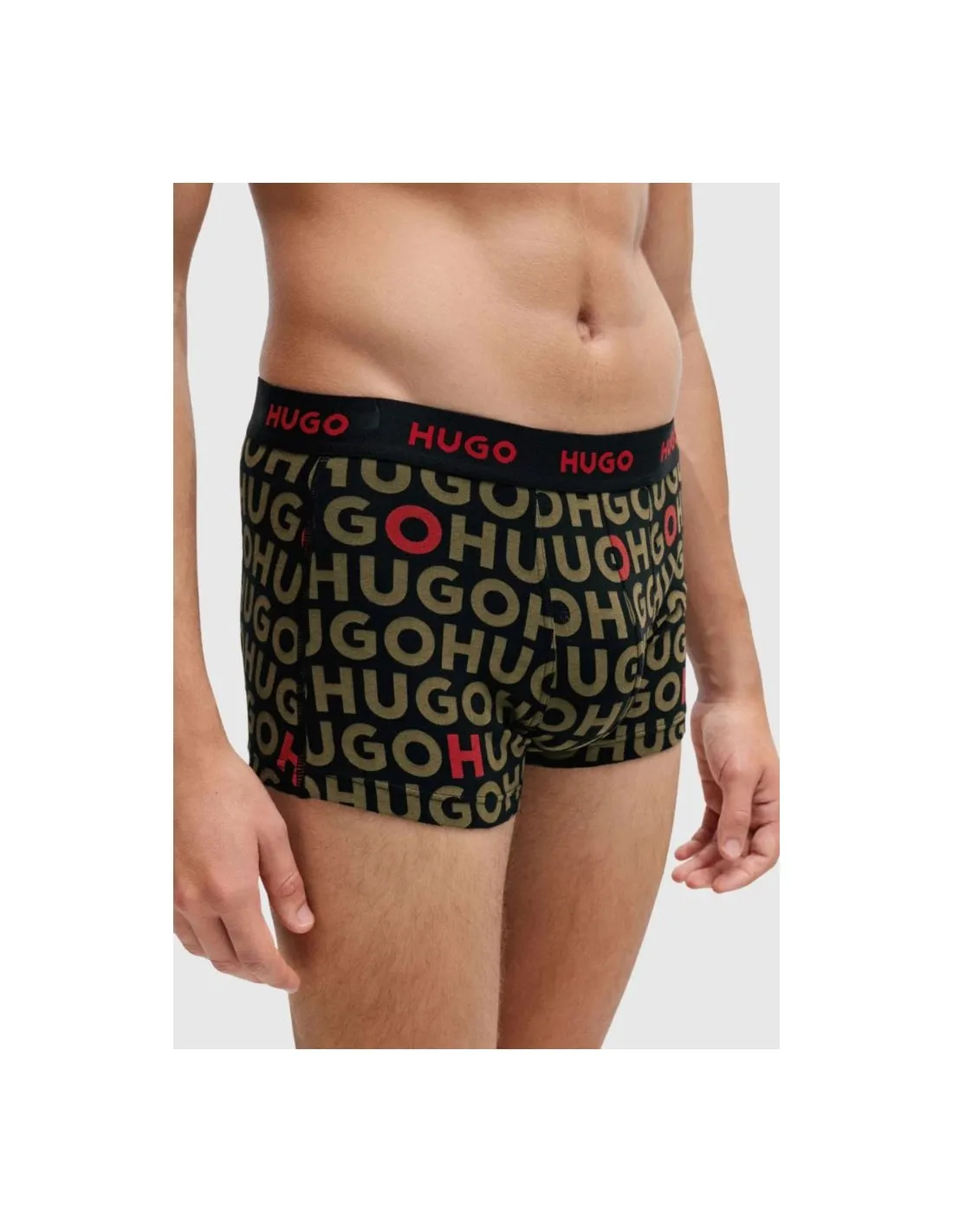 Paquete de tres calzoncillos de algodón elástico con logo en la cintura de Hugo