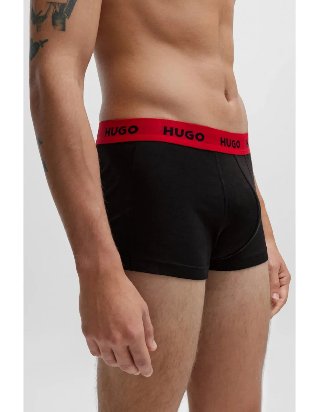 Paquete de tres calzoncillos de algodón elástico con logos en la cintura de Hugo