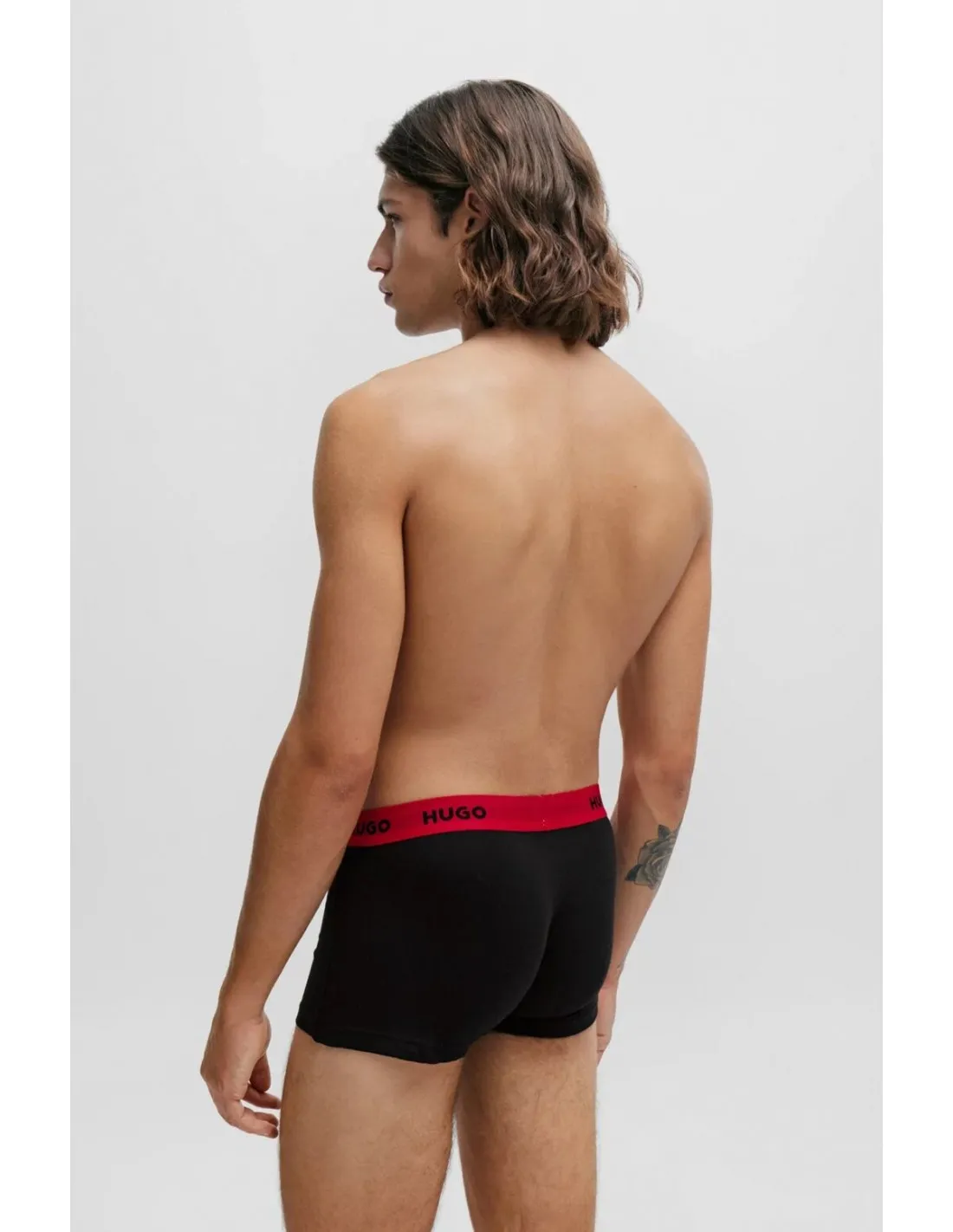 Paquete de tres calzoncillos de algodón elástico con logos en la cintura de Hugo