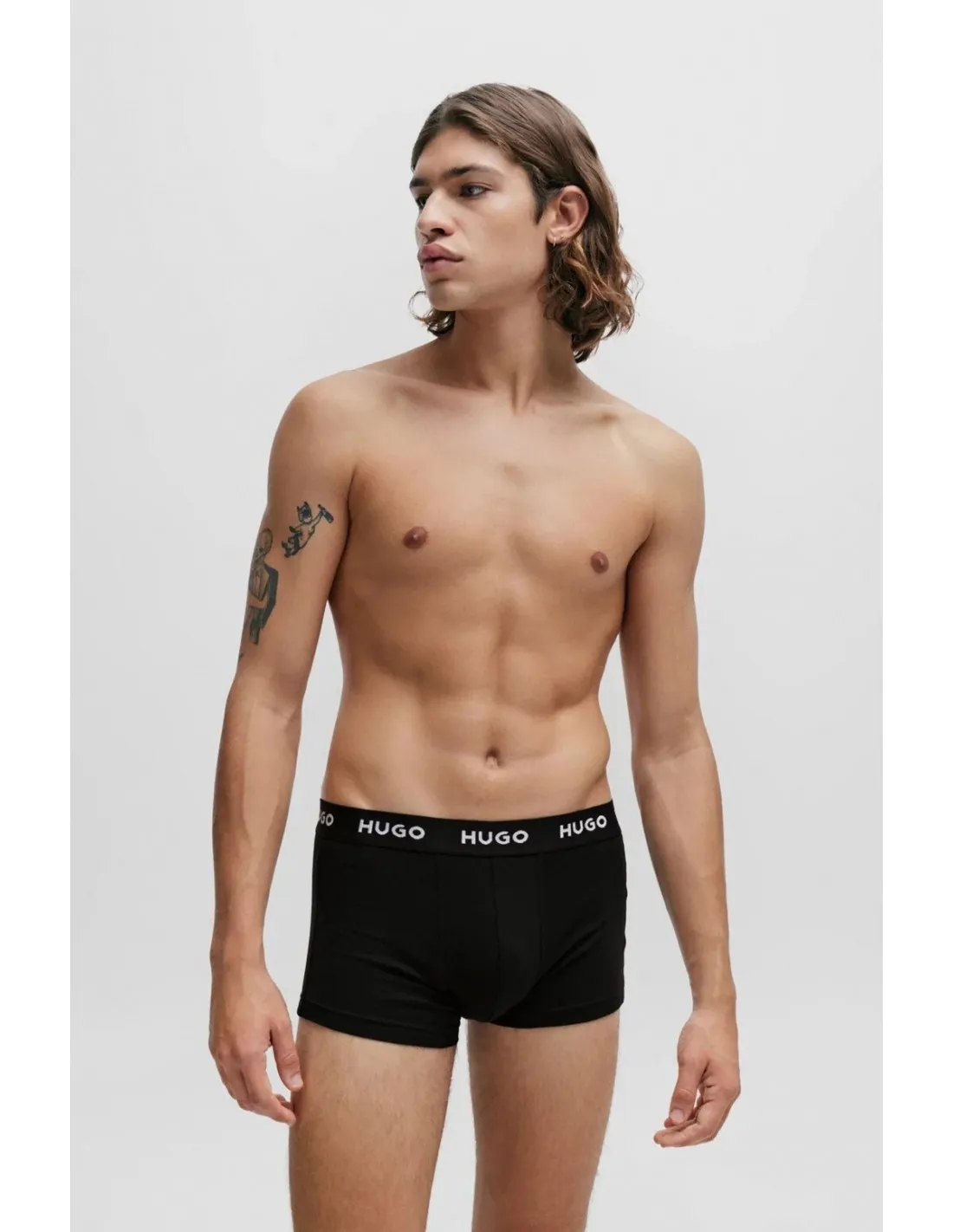 Paquete de tres calzoncillos de algodón elástico con logos en la cintura de Hugo