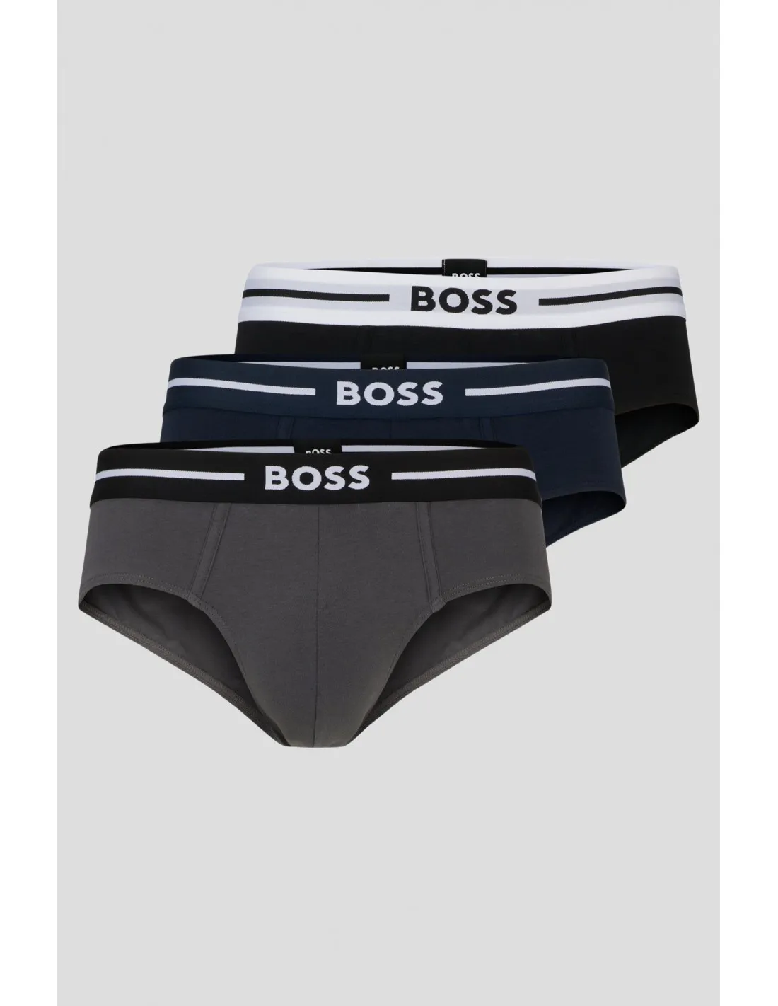 Paquete de tres calzoncillos en algodón elástico con logo en la cintura de Boss