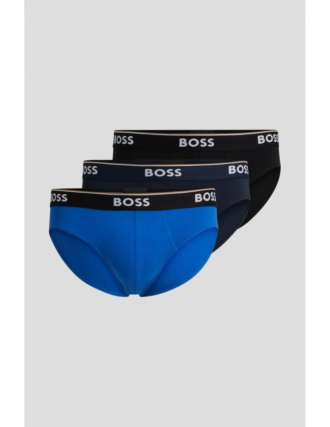 Paquete de tres calzoncillos slip de algodón elástico con logos en la cintura de Boss