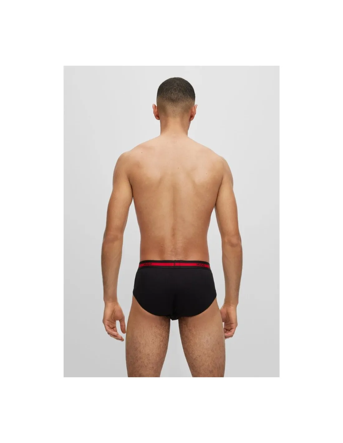 Paquete de tres calzoncillos slip de algodón elástico con logos en la cintura Hugo