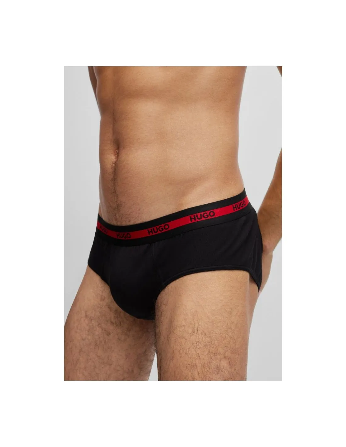 Paquete de tres calzoncillos slip de algodón elástico con logos en la cintura Hugo