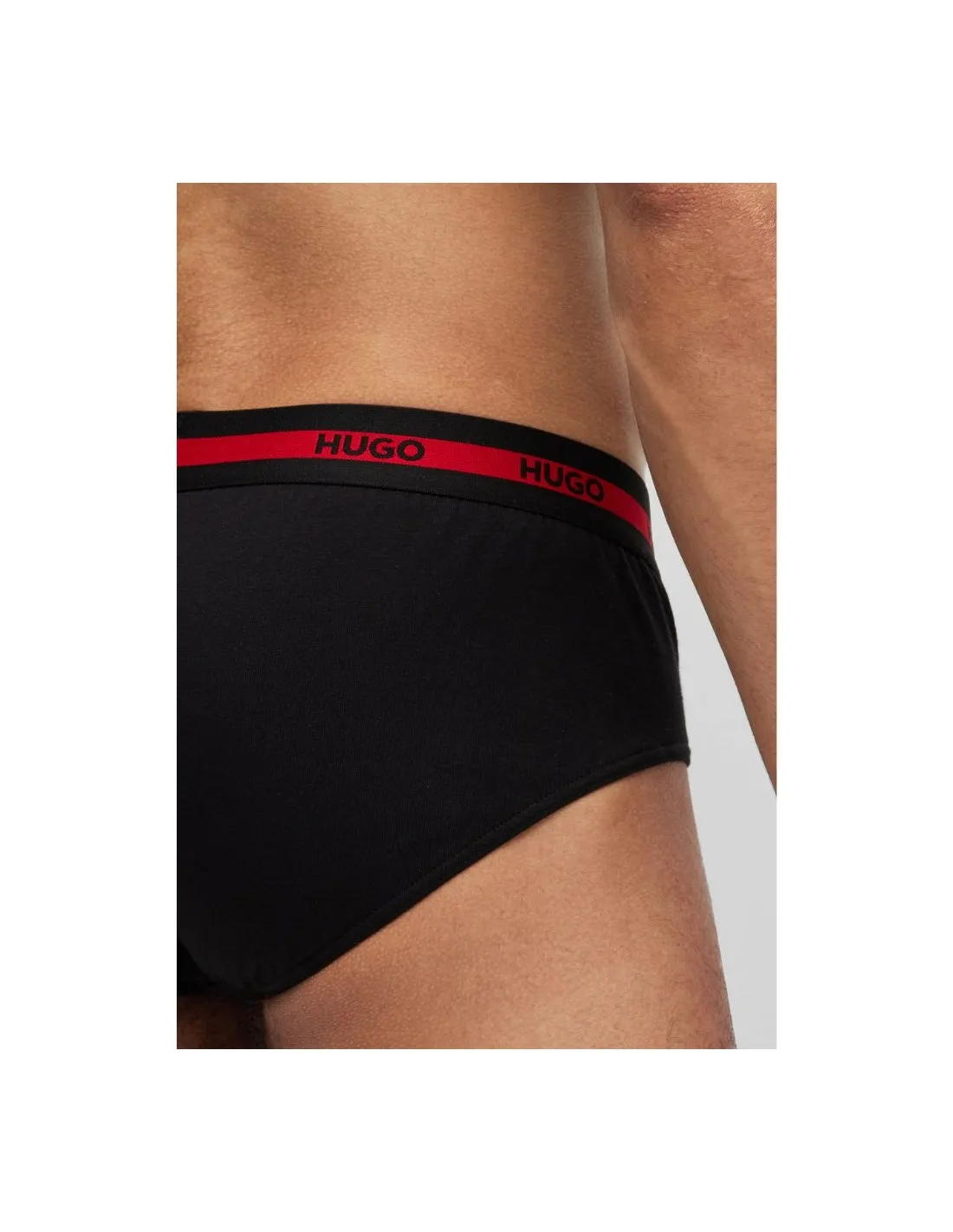 Paquete de tres calzoncillos slip de algodón elástico con logos en la cintura Hugo
