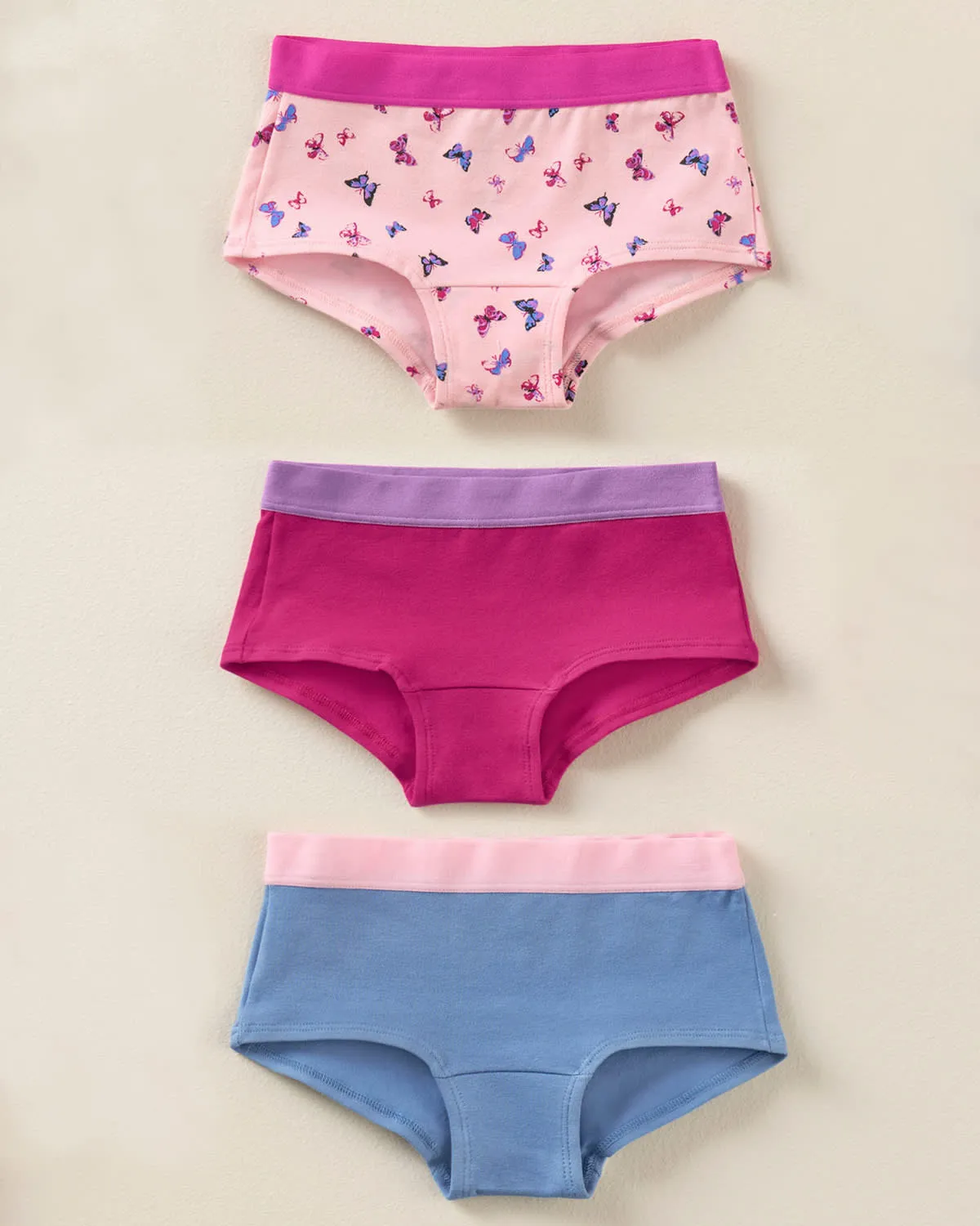 Paquete x 3 panties tipo hipster en algodón suave para nia