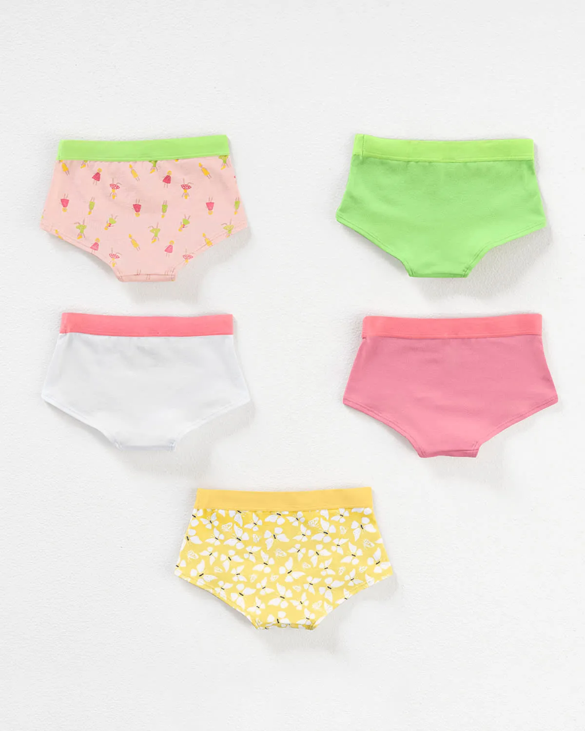 Paquete x 5 panties tipo hipster en algodón suave para nia