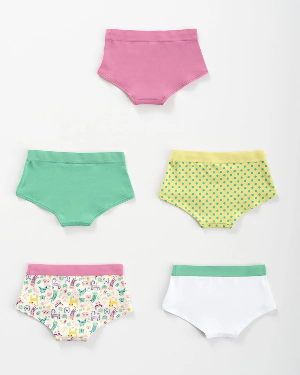 Paquete x 5 panties tipo hipster en algodón suave para nia